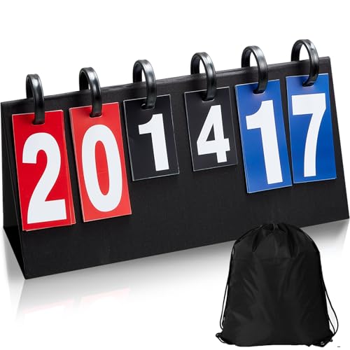2 Pcs Portable Score Keeper with Storage Bag Flip Basketball Scoreboard Tabletop Scoreboard Flipper for Indoor Outdoor Sports Match P. E Classroom Activities Game