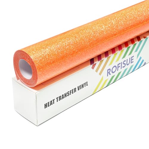 Fluorescent Orange Glitter Heat Transfer Vinyl 12" x 6FT