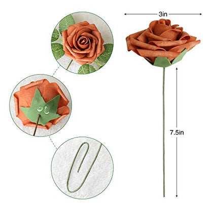 Burgundy Shades Rose 25pcs Real Looking Artificial Flowers w (25 Count)