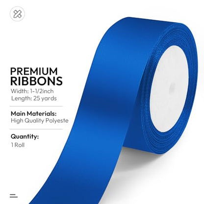 1-1/2" x 25 Yards Royal Blue Satin Ribbon Crafts Gift Wrapping