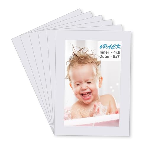 5x7 White Picture Mats Pack of 6