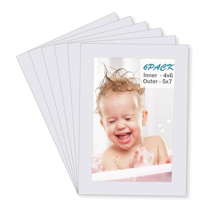 5x7 White Picture Mats Pack of 6