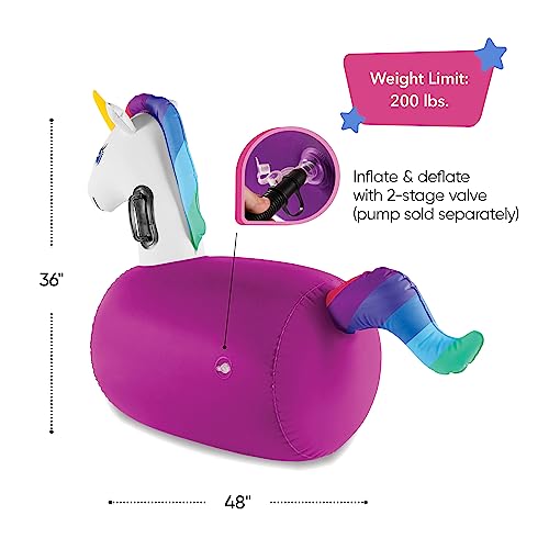 Hop N Go Inflatable Unicorn Riding Bouncy Hopping Toys for Kids Ages 5+