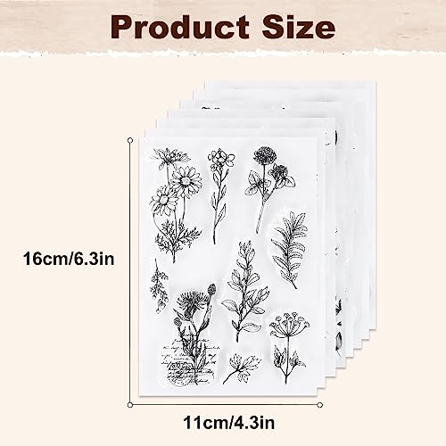 8 Sheets Flower Clear Stamps for Card Making Silicone Stamps for DIY (8 Count)