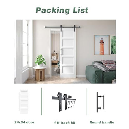 24x84 inch White Sliding Barn Door with Hardware