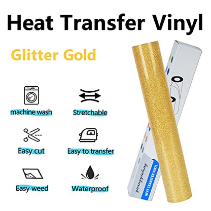 Glitter Gold Heat Transfer Vinyl HTV Rolls