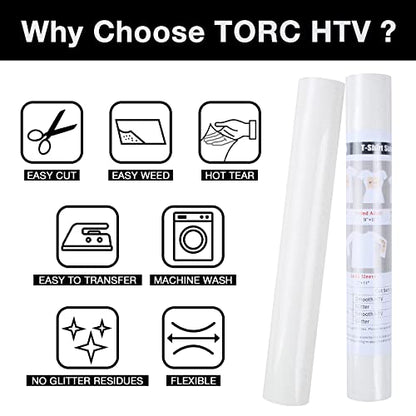 White Glitter HTV Heat Transfer Vinyl Rolls Iron on Vinyl for T Shirts Crafts Total 12 inch x 10 ft
