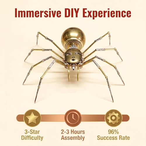 Steampunk Mechanical Insect Spider 3D Metal Model Kit for Adults DIY Assembly 2 (100 Count)