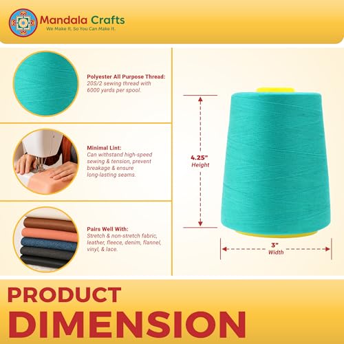 20S 2 Aqua Polyester 4 Pack of Serger Threads Cones