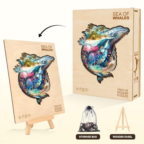Sea of Whales Puzzles Adults Wooden 200 Pieces 13.4 * 13.1in