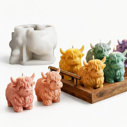 Highland Cow Silicone Molds 3D Animal Candle Soap Resin Casting DIY Craft