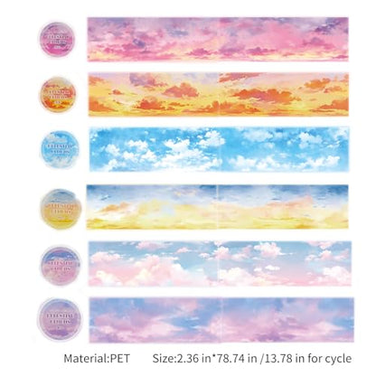 6 Rolls Cloud PET Washi Tape Set for Scrapbook Supplies