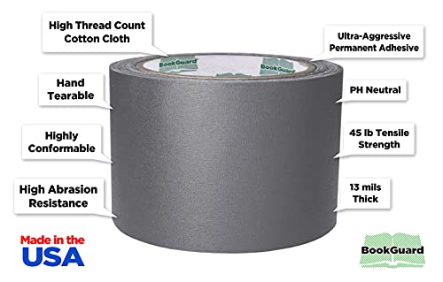 3 Inch Gray Book Repair Cloth Tape 15 Yard Roll