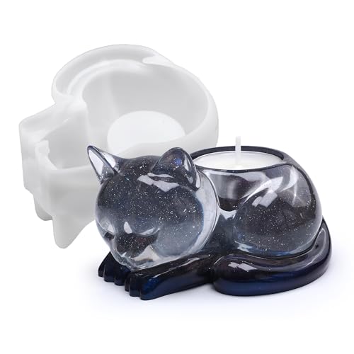 Cat Candle Holder Animal Cylinder Candle & Resin Mold