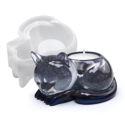 Cat Candle Holder Animal Cylinder Candle & Resin Mold