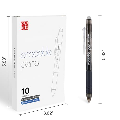 Retractable Erasable Gel Pens Clicker Fine Point 0.7 mm (10 Count)