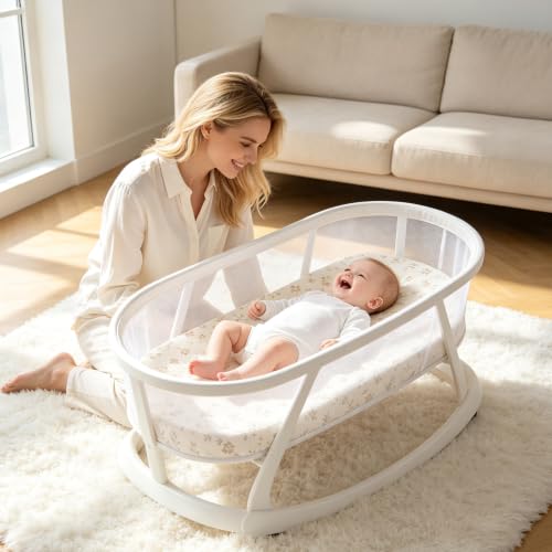 Organic Baby Bassinet Sheets 2 Pack 33”x17” 100% Muslin Cotton for Baby Girl Boy (2 Count)