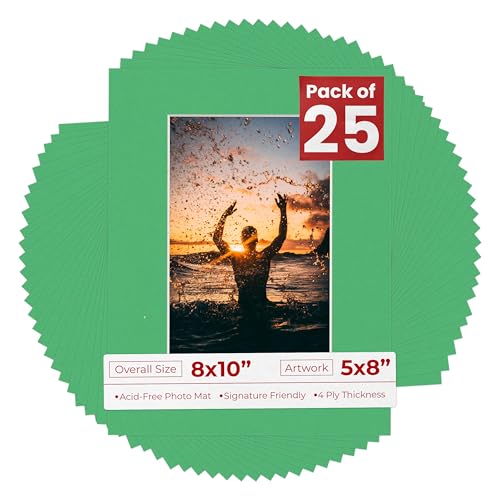 Pack of 25 Acid Free 8x10 Mats Bevel Cut for 5x8 Photos (25 Count)
