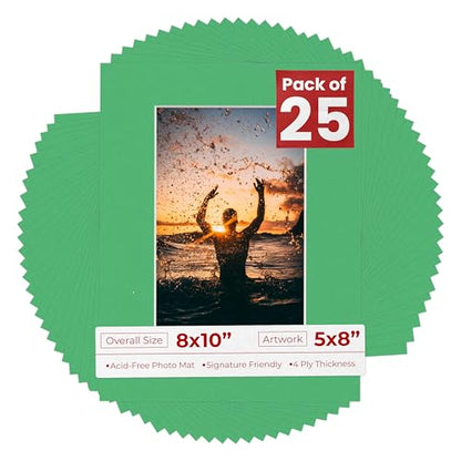 Pack of 25 Acid Free 8x10 Mats Bevel Cut for 5x8 Photos (25 Count)