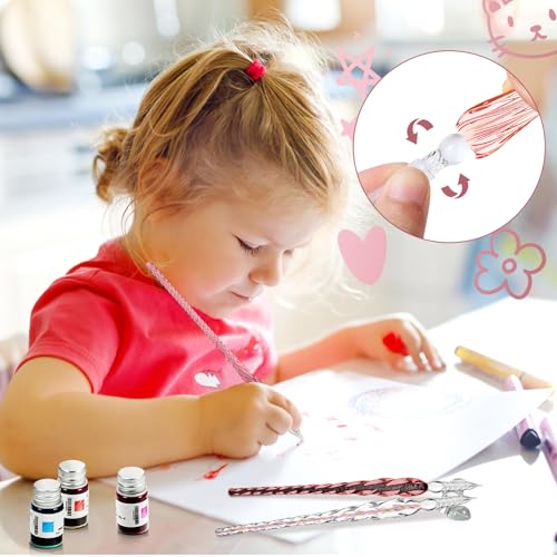 14 Pcs Glass Dip Pen Ink Set for Art Supplies (6 Count)
