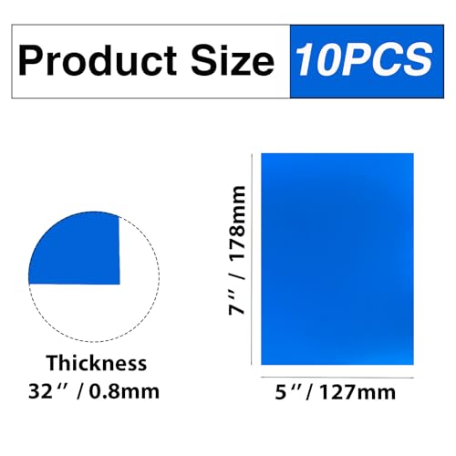 10Pcs Blue Anodized Aluminum Sheet 5" x 7" x 1 (10 Count)