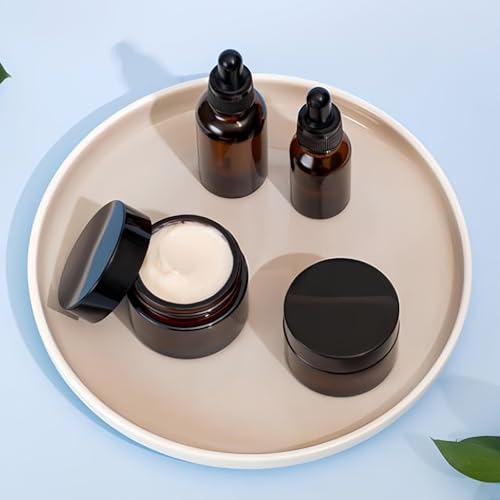 100 Pack 1oz Amber Plastic Jars with Lids 30ml Empty Cosmetic Jars Leak Proof Container Refillable Makeup Containers Travel Cosmetic Containers for Lotions Sample Cream (100 Count)