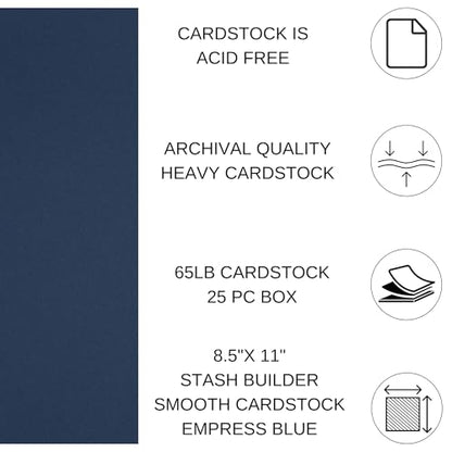 PA Paper Accents Stash Builder Cardstock 8.5" x 11" Empress Blue