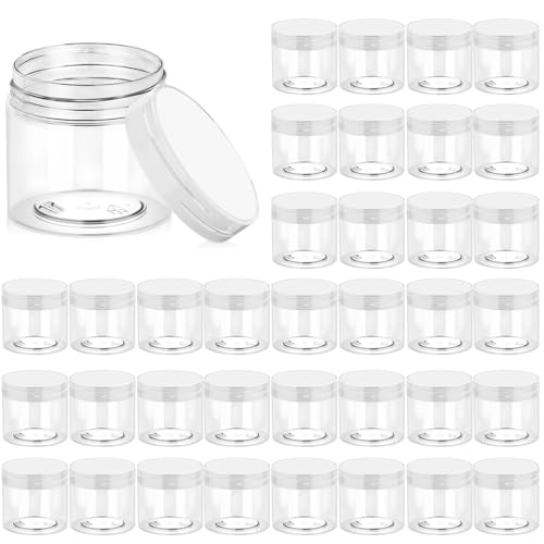 36 Pack 6 OZ Plastic Jars Clear Cosmetic Container with Lids (36 Count)