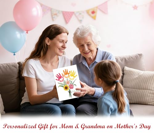 Flower Bouquet Handprint Art DIY Gifts for Mom & Grandma from Daughter Son (10 Count)