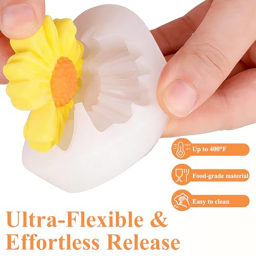4 Pcs Flower Silicone Candle Molds Set (4 Count)
