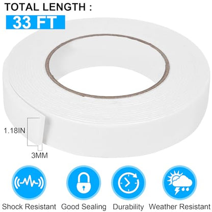 Double Sided Foam Tape 1.18In x 33FT (33 Foot)