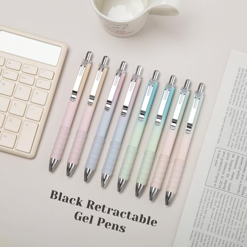 Gel Pens Fine Point 0.7mm Black Ink Gel Pen Retractable Cute Pens for Smooth Writing School Office Supplies (12 Count)