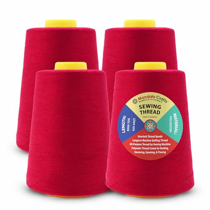 40S 2 Cranberry Polyester 4 Pack of Serger Threads Cones (24000 Foot)