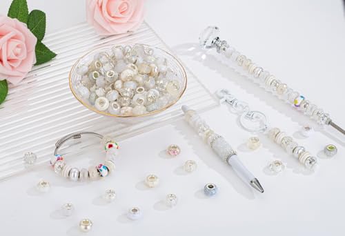 White Mix Large Hole Beads (100 Count)