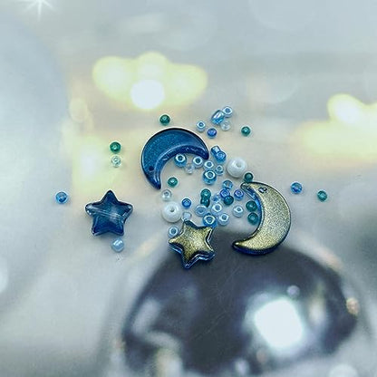Assorted Glass Beads for Jewelry Making Multi Size Colors Glass Star Moon Seed Pearl Spacer Beads for Bracelets Necklace Earring Making (2.8219 Ounce)