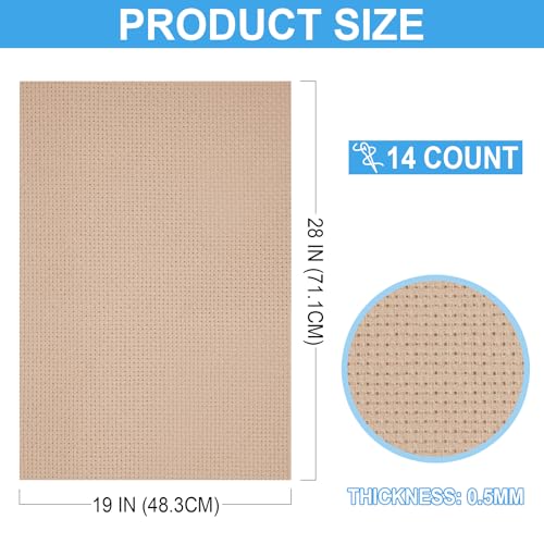 Cross Stitch Fabric 14 Count Aida Cloth 28 x 19 Inch Large Size Classic Reserve Cross Stitch Supplies Embroidery Fabric for Home DIY Craft Decoration Handmade