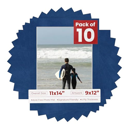 Pack of Ten Acid Free 11x14 Mats Bevel Cut for 9x12 Photos (10 Count)