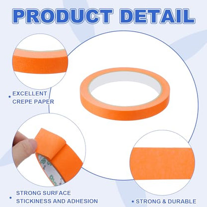 Masking Tape 0.5 Inch x 21 Yard Painter's Tape Orange Paint Tapes for DIY Crafts Arts Drawing Decoration Labeling Car Painting Artist Teachers