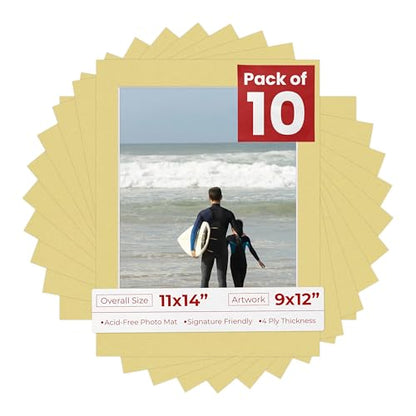 Pack of Ten Acid Free 11x14 Mats Bevel Cut for 9x12 Photos (10 Count)
