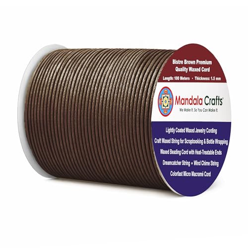 1.5mm Bistre Brown Waxed Cord (327 Foot)