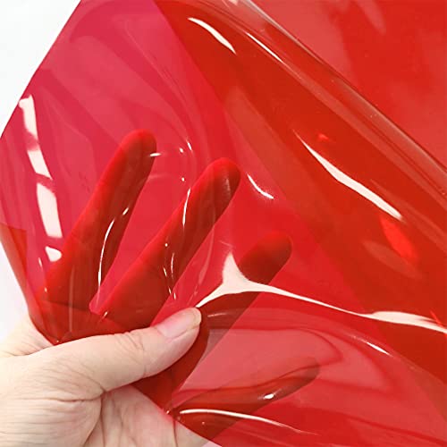 HYANG Red Transparent PVC Super Clear Holographic Vinyl Faux Leather Sheets 1 Roll 12'' x 47''
