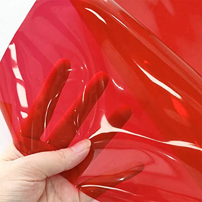 HYANG Red Transparent PVC Super Clear Holographic Vinyl Faux Leather Sheets 1 Roll 12'' x 47''