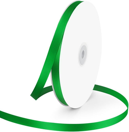 3/8" Wide x 100 Yards Single Face Polyester Satin Ribbon, Satin Ribbon for Crafts, Gift, Hair Bows, Wedding Party Decoration, Bow Making & Other Projects (Green) - Crafty Corner