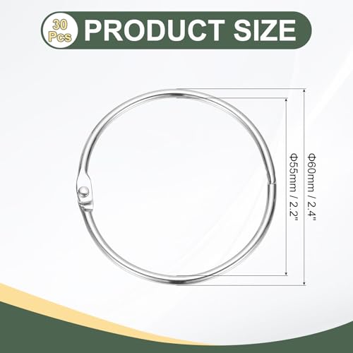 2.2" x 2.4" Loose Leaf Binder Rings (30 Count)