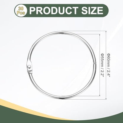 2.2" x 2.4" Loose Leaf Binder Rings (30 Count)