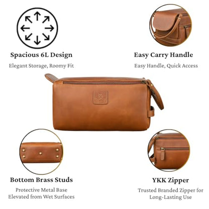 Full Grain Leather Toiletry Kit for Men & Women