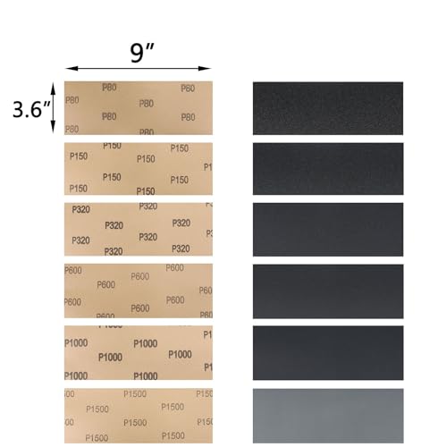 60 Pcs 9x3.6 Inch 6 Grit Mixed Packing Wet and Dry Sandpaper Sheets (60 Count)