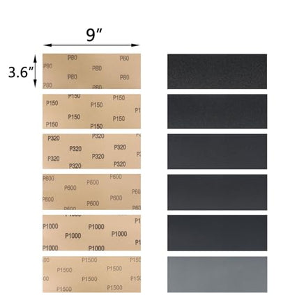 60 Pcs 9x3.6 Inch 6 Grit Mixed Packing Wet and Dry Sandpaper Sheets (60 Count)