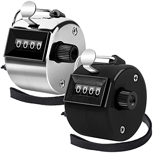 2 Pack Metallic Black Tally Counter Clicker 4 Digit Number