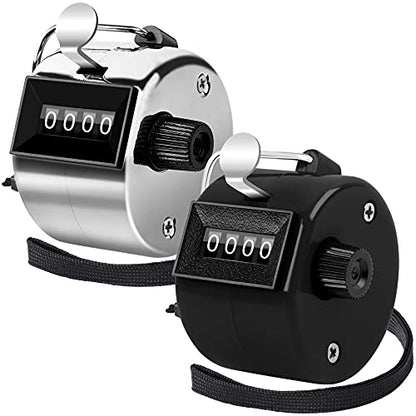 2 Pack Metallic Black Tally Counter Clicker 4 Digit Number